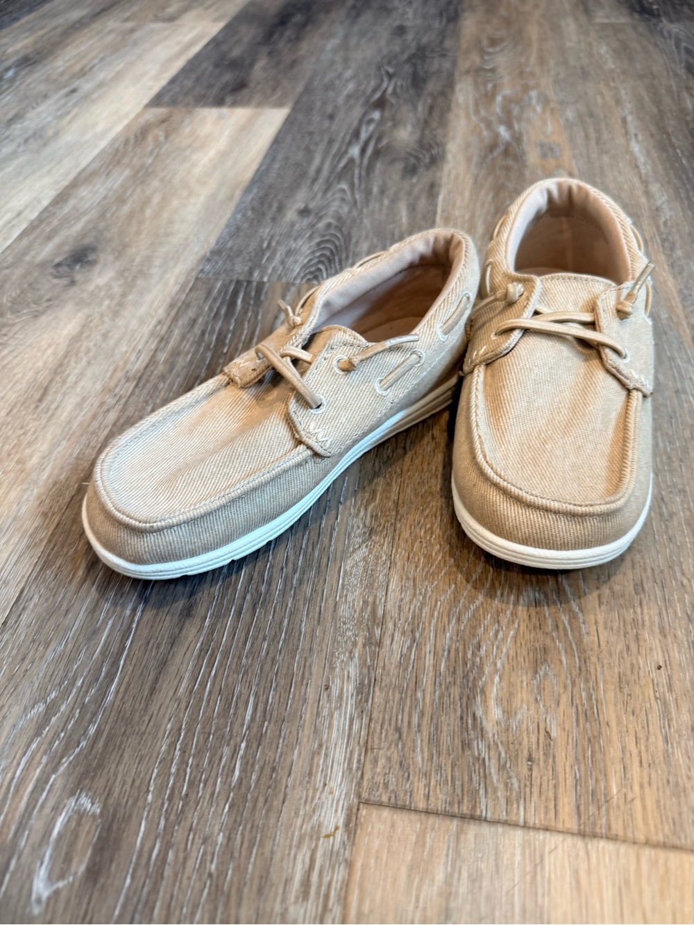 Cat & Jack Boys Khaki Canvas Boat Shoes Size 1 Kids